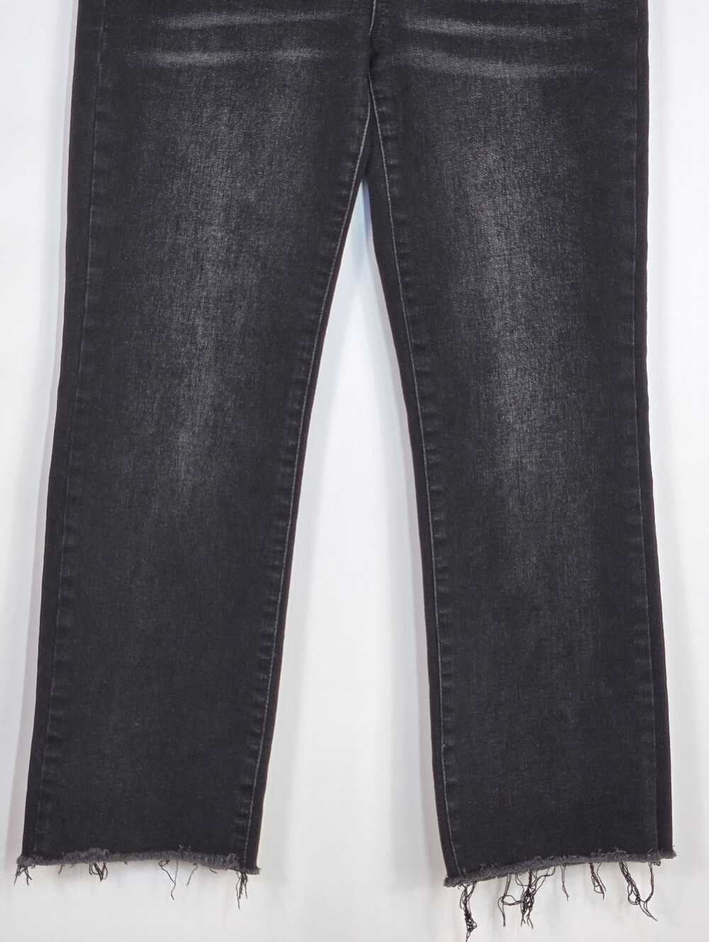 Risen Jeans Mid-Rise Straight Crop Raw Edge Jeans Black Stretch Denim 29 9 - Picture 4 of 10